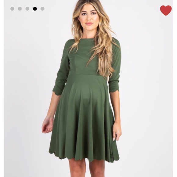 Pinkblush Dresses & Skirts - Pinkblush Olive Green Scalloped Maternity Dress
